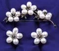 18kt White Gold Cultured Pearl and Diamond Suite