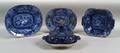 Four Blue Transfer Decorated Staffordshire Pottery Serving Dishes