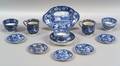 Twelve Blue Transfer Decorated Staffordshire Pottery Table Items