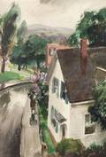 John Whorf American 19031959 Lot of Two House Watercolors