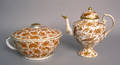 Chinese export orange covered pot and teapot 19th c