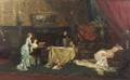 Francisque Edouard Bertier French 19th Century Evening EntertainmentAn Elegant Interior Scene