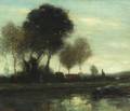 Attributed to Paul Desire Trouillebert French 18291900 Landscape with Distant Cottages
