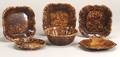 Five Rockingham Glazed Pottery Dishes and a Pudding Mold