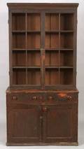 Federal Painted Poplar Glazed Bookcase Cupboard