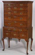 Queen Anne Tiger Maple High Chest of Drawers