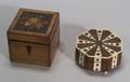 Inlaid Wooden Tea Caddy and Octagonal Box with Dominoes