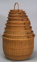 Nest of Nine Round Woven Nantucket Baskets