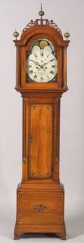Federal Cherry Inlaid Tall Case Clock
