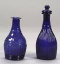 Two Cobalt Blue BlownMolded Glass Pint Decanters