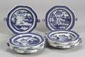 Six Octagonal Canton Porcelain Hot Water Dishes