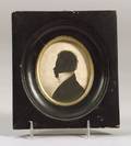 French School 19th Century Miniature Silhouette Portrait of a Man with Mustache c 1815