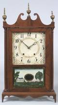 Federal Mahogany and Mahogany Veneer Pillar and Scroll Clock