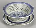 Canton Porcelain Reticulated Fruit Basket with an Undertray
