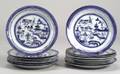 Fourteen Assorted Canton Porcelain Dinner Plates