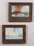 Italian School 19th Century Two Views of the March 10 1834 Eruption of Mount Vesuvius