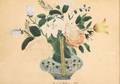 Sally Ann Patee Ohio b 1830 Still Life with Flowers in a Vase