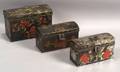 Three Small Paint Decorated Tinware Dometop Trunks
