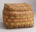 Large Paint Decorated Woven Splint Covered Basket