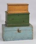 Three Painted Pine Storage Boxes