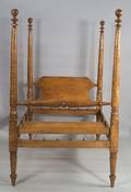 Turned Tiger Maple Tall Post Bed