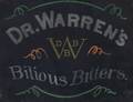 Dr Warrens Billious Bitters Framed ReversePainted Glass Trade Sign America late 19th century
