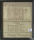 Silk on linen sampler dated 1836 wrought by Harriet Richards