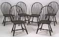 Set of Six Black Painted Bowback Windsor Side Chairs