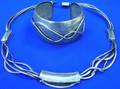 Contemporary Sterling Silver Necklace and Cuff Bracelet V Ferrini 