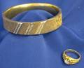 14kt Brushed Gold and Diamond Bangle Bracelet and a 14kt Gold and Diamond Ring