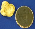 Carved Ivory Brooch of a Woman with Pitcher and Goblet and a Wedgwood Medallion