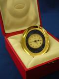 Cartier Oval Gilt and Blue Enamel Alarm Clock