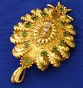 18kt Gold Emerald and Diamond PendantBrooch