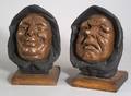 Pair of Late 19th Century Carved and Painted Architectural Wooden Hooded Heads