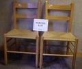 Set of Four Contemporary Oak Slatback Side Chairs with Woven Seats