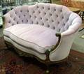 Frenchstyle Art Deco Upholstered and Painted Carved Wood Settee