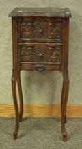 Rococostyle MarbleInset Carved Walnut TwoDrawer Stand
