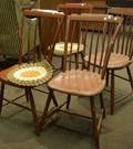 Set of Four Brown Painted Windsor Stepdown Side Chairs