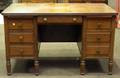 DotenDunton Desk Co Walnut Veneer Flattop DoublePedestal Desk