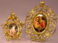 Two Gilt Framed Oval Handpainted Porcelain Portrait Plaques