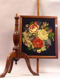 Federalstyle Mahogany Pole Screen with Floral Needle and Berlinwork Panel