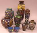 Eight Asian Cloisonne Table Items