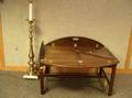 Georgianstyle Mahogany Butlers Tray Table and a Tall Brass Pricket Candlestick Floor Lamp