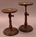 Pair of Turned Mahogany Adjustable Table Candlestands