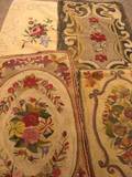 Four Floral Hooked Rugs