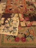 Four Floral Hooked Rugs