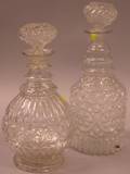 Two Colorless Molded Glass Decanters