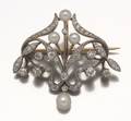Edwardian Gold Diamond and Pearl Brooch
