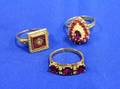 Three Gold Ruby and Diamond Rings