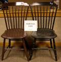 Set of Four Brown Windsor Stepdown Side Chairs and a Pair of Black Windsor Stepdown Side Chairs